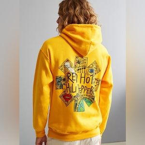 Urban Outfitters Red Hot Chili Peppers Yellow Pullover Hoodie Large (RARE)